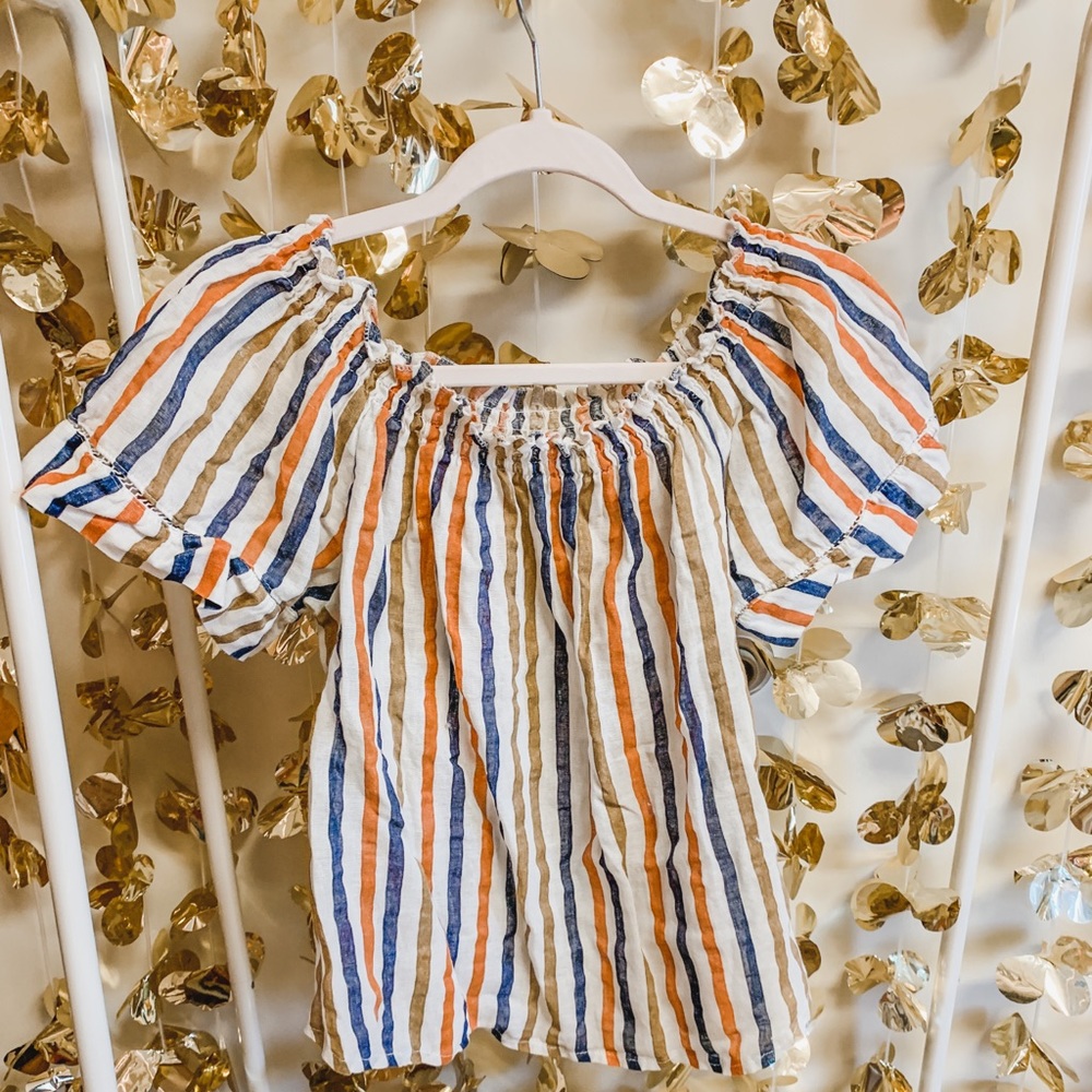 Elastic neck/ sleeve tee blouse